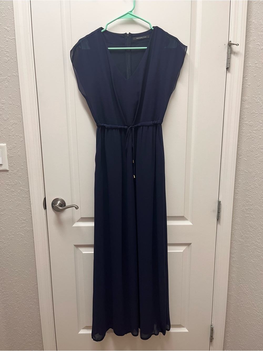 Sleeveless Navy Maxi Dress with Drawstring Waist